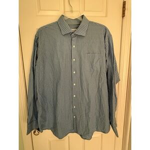Men's Peter Millar Light Blue Checkered  Button down shirt size XXL